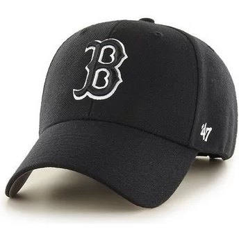 Svart böjd snapback-keps med svart logotyp för Boston Red Sox MLB MVP från 47 Brand