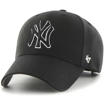 Svart snapback med böjd skärm och vit och svart New York Yankees MLB MVP-logotyp från 47 Brand