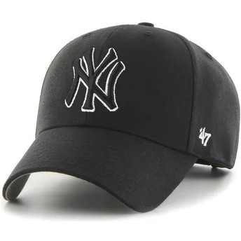 svart-bojd-keps-snapback-med-svart-och-vitt-logotyp-av-new-york-yankees-mlb-mvp-fran-47-brand