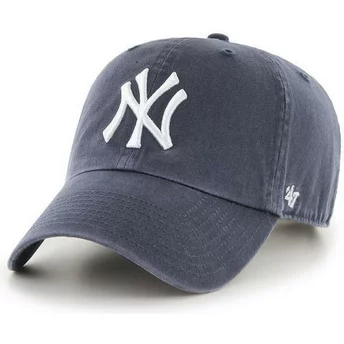Grå denimkurvad keps från New York Yankees MLB Clean Up av 47 Brand