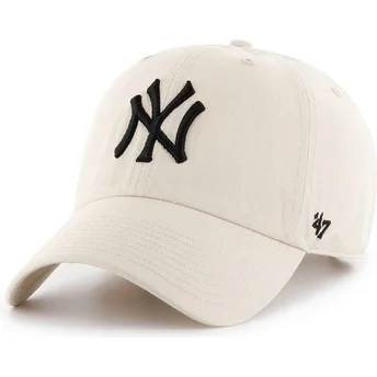 New York Yankees MLB Clean Up krämig böjd keps från 47 Brand