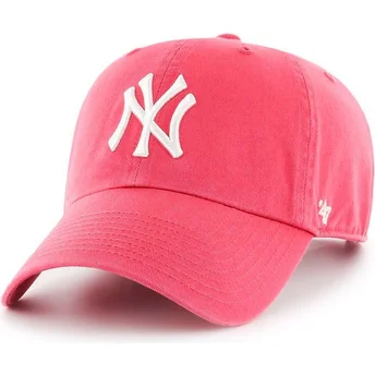 Böjd keps rosa tuggummi New York Yankees MLB Clean Up av 47 Brand