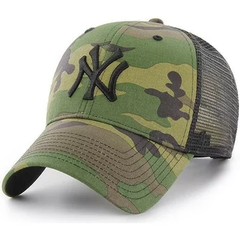 Truckerkeps i kamouflage med svart logotyp från New York Yankees MLB Branson MVP från 47 Brand