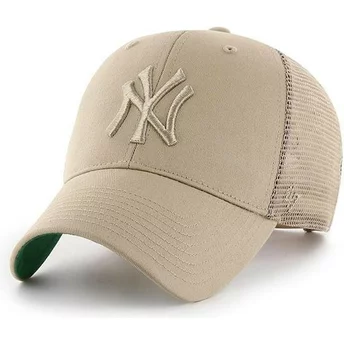 47 Brand Beige Logo New York Yankees MLB MVP Branson Beige Trucker Hat