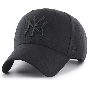 Svart böjd snapback-keps med svart logotyp för New York Yankees MLB MVP av 47 Brand