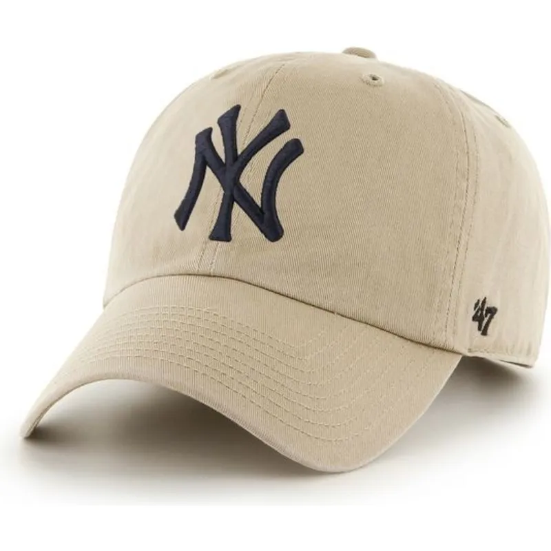 beige-bojd-keps-med-svart-new-york-yankees-logga-mlb-clean-up-fran-47-brand