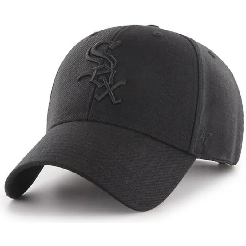 svart-bojd-keps-snapback-med-svart-logotyp-av-chicago-white-sox-mlb-mvp-fran-47-brand
