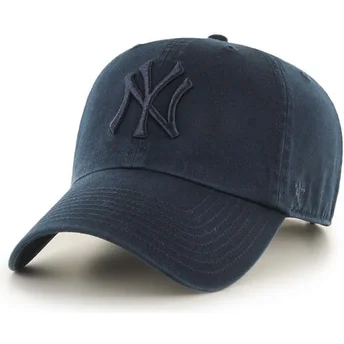 Marinblå böjd keps med marinblå New York Yankees MLB-logo Clean Up från 47 Brand