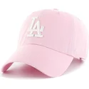 rosa-bojd-keps-med-vit-los-angeles-dodgers-logotyp-mlb-clean-up-fran-47-brand