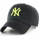 47-brand-curved-brim-yellow-logo-new-york-yankees-mlb-clean-up-black-cap