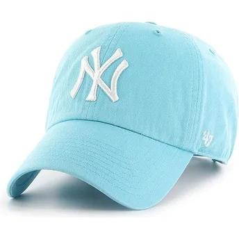 Karibisk blå kurvad keps New York Yankees MLB Clean Up från 47 Brand