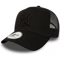 new-era-black-logo-new-york-yankees-mlb-clean-a-frame-black-trucker-hat