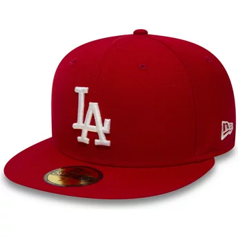 Röd justerbar platt keps, 59FIFTY Essential från Los Angeles Dodgers MLB av New Era