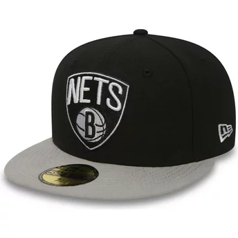 Brooklyn Nets NBA New Era 59FIFTY Essential justerbar svart platt keps