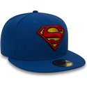 new-era-flat-brim-59fifty-superman-character-essential-warner-bros-blue-fitted-cap