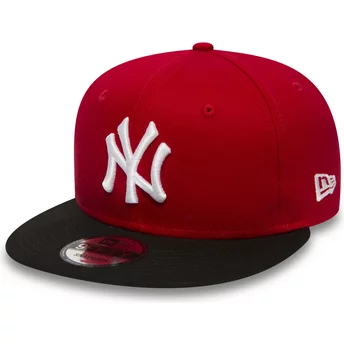 Justerbar röd platt keps 9FIFTY Cotton Block från New York Yankees MLB av New Era