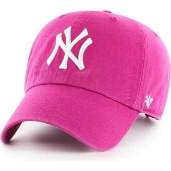 Rosa Orkidé Kurvad Keps från New York Yankees MLB Clean Up av 47 Brand