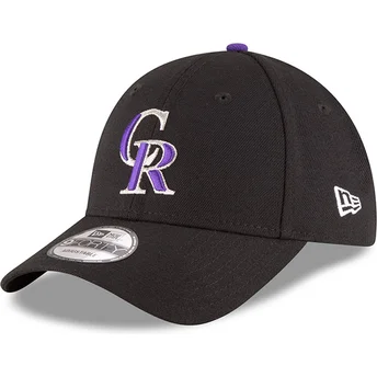 Kepsar böjd svart justerbart band 9FORTY The League från Colorado Rockies MLB av New Era
