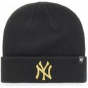 47-brand-gold-logo-new-york-yankees-mlb-cuff-knit-metallic-black-beanie