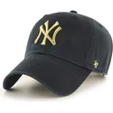 svart-bojd-keps-med-guldfargad-new-york-yankees-logotyp-mlb-clean-up-metallic-fran-47-brand