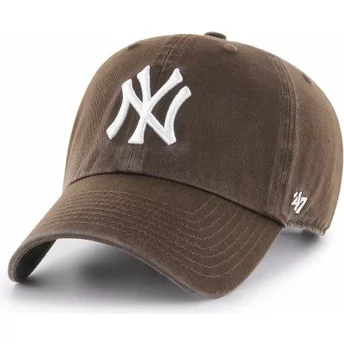 Mörkbrun New York Yankees MLB Clean Up böjd keps från 47 Brand