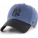 morkbla-bojd-keps-med-skarm-och-svart-new-york-yankees-logga-mlb-clean-up-two-tone-fran-47-brand