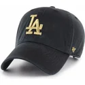 svart-bojd-keps-med-guldlogotyp-los-angeles-dodgers-mlb-clean-up-metallic-fran-47-brand