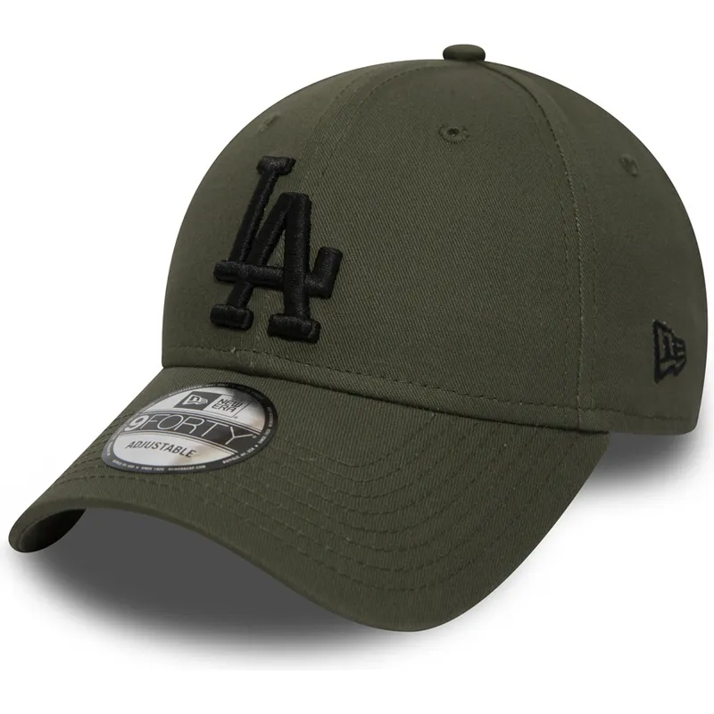 gron-justerbar-bojd-keps-med-svart-logotyp-9forty-essential-los-angeles-dodgers-mlb-fran-new-era