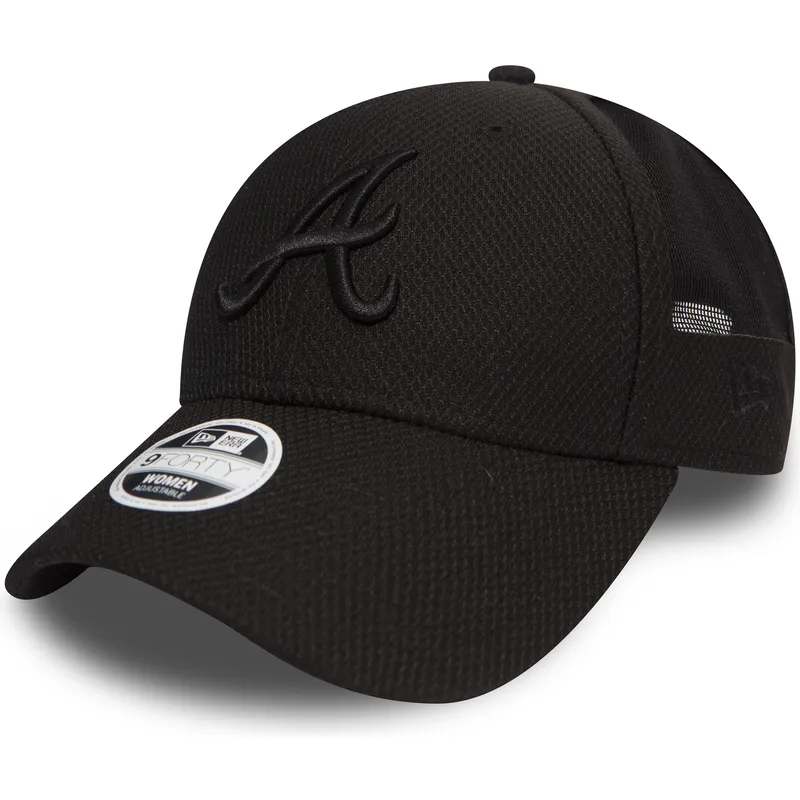 atlanta-braves-mlb-new-era-9forty-sport-mesh-svart-justerbar-bojd-keps-med-svart-logotyp