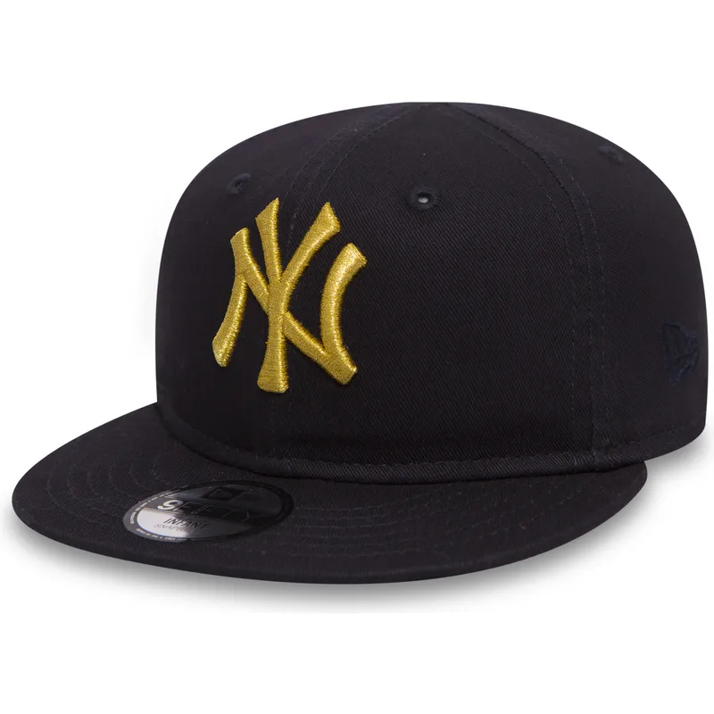 new-era-new-york-yankees-mlb-9fifty-golden-svart-platt-snapback-keps-for-barn-med-guldfargad-logotyp