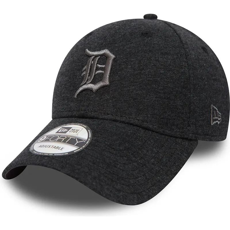 svart-justerbar-bojd-keps-med-gra-logotyp-9forty-essential-jersey-detroit-tigers-mlb-fran-new-era