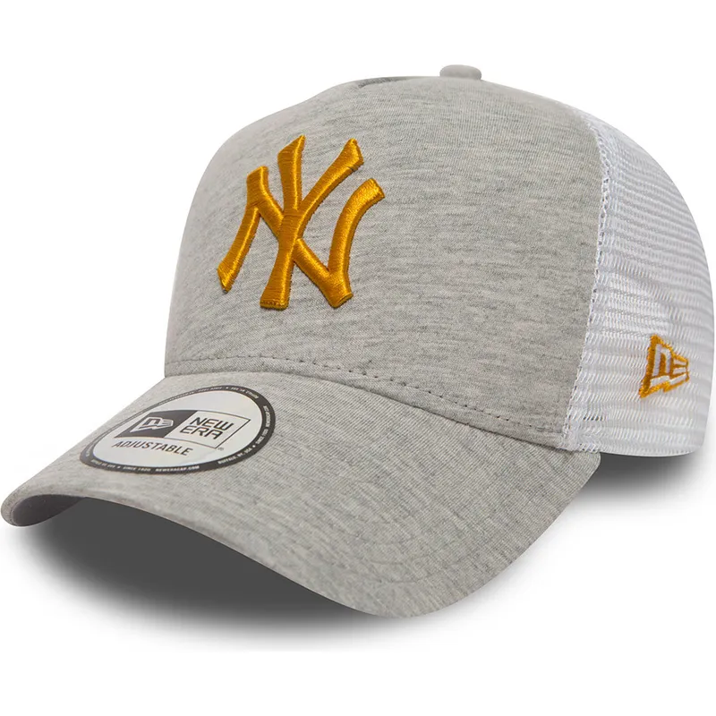 new-era-new-york-yankees-mlb-9forty-essential-jersey-gra-truckerkeps-med-gult-logo