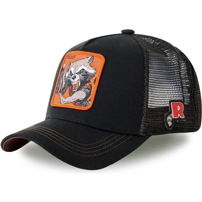 kepsar-curva-svart-snapback-rocket-raccoon-marvel-comics-av-capslab