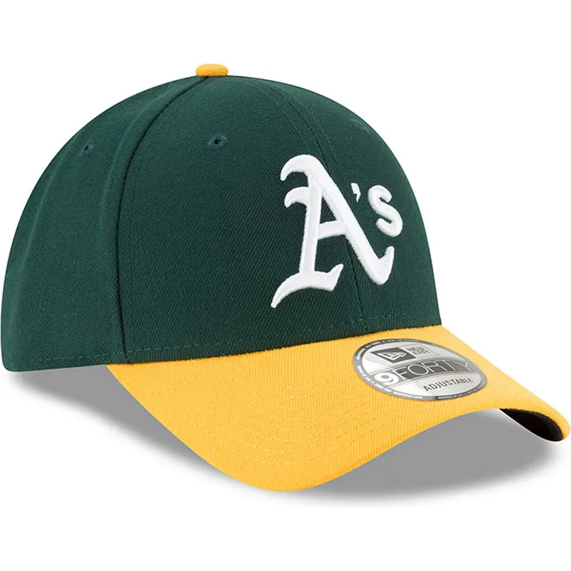 gron-och-gul-justerbar-kurvad-keps-9forty-the-league-fran-oakland-athletics-mlb-av-new-era