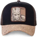 capslab-marvel-comics-groot-gro4-svart-och-brun-truckerkeps-med-korkskarm