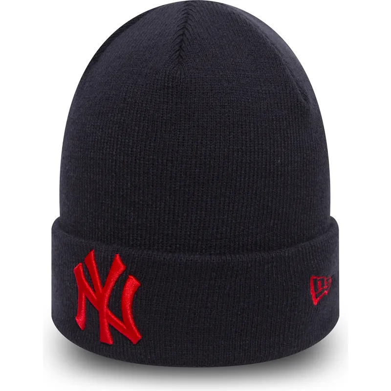 marinbla-mossa-med-rod-logotyp-cuff-knit-league-essential-fran-new-york-yankees-mlb-av-new-era