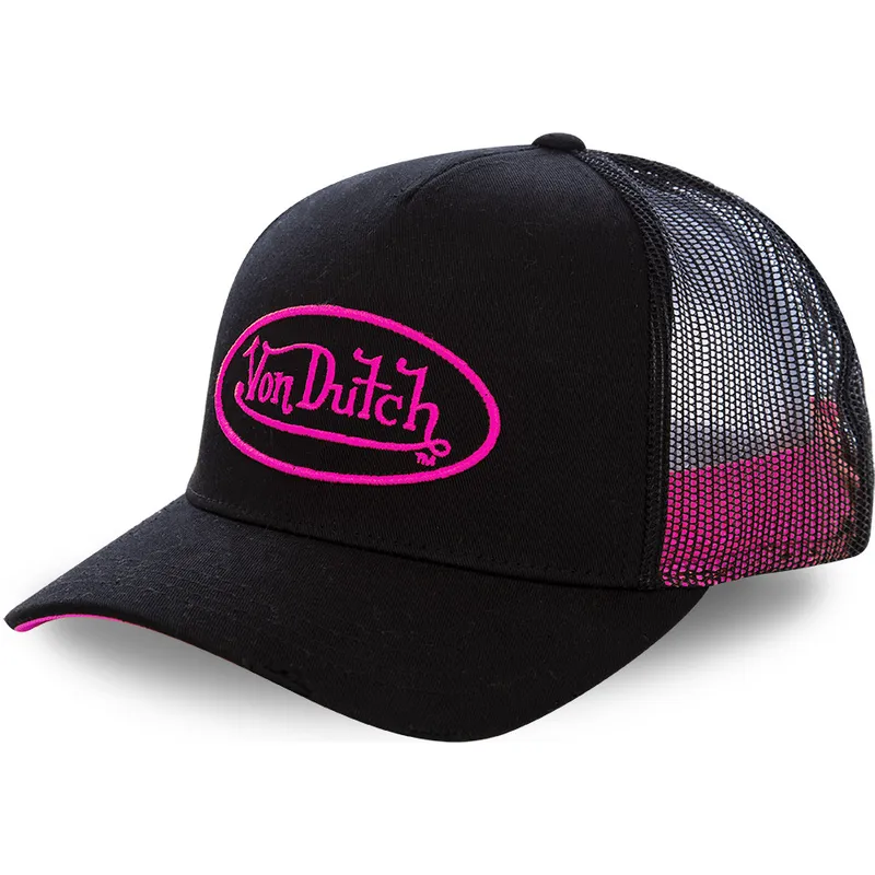 svart-truckerkeps-med-rosa-neo-pin-logotyp-fran-von-dutch