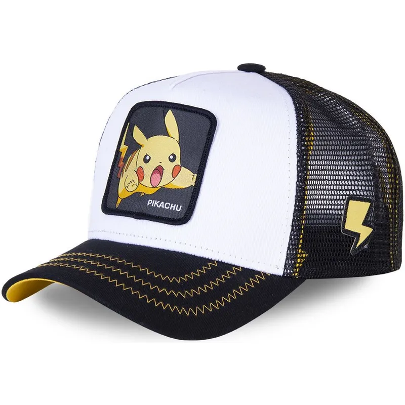 vit-och-svart-trucker-keps-for-barn-pikachu-kidpik5-pokemon-fran-capslab