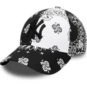 new-era-new-york-yankees-mlb-9forty-paisley-print-svart-och-vit-justerbar-bojd-keps-med-svart-logotyp