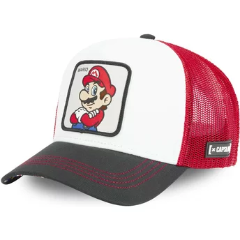 Vit, röd och svart truckerkeps Mario SMB MAR Super Mario Bros. från Capslab