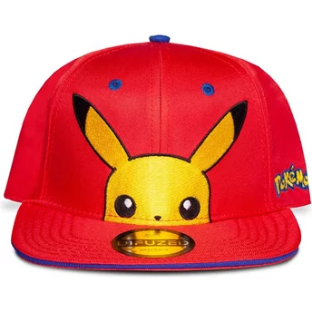 Röd platt snapback-keps för pojke Pikachu Pokémon från Difuzed