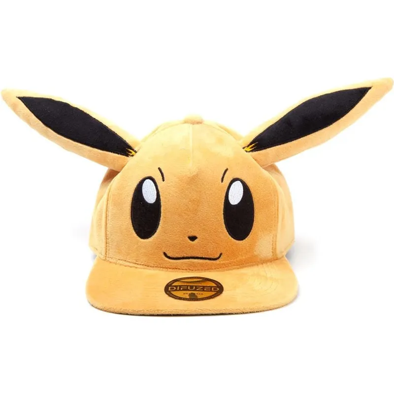 brun-platt-snapback-keps-eevee-plush-pokemon-fran-difuzed