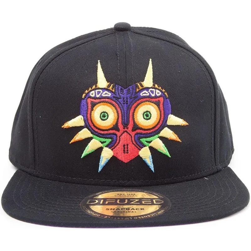 svart-platt-snapback-keps-majoras-mask-the-legend-of-zelda-fran-difuzed