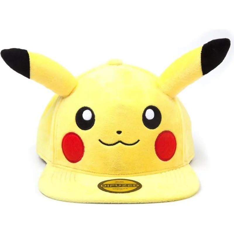 gul-platt-snapback-keps-pikachu-plush-pokemon-fran-difuzed