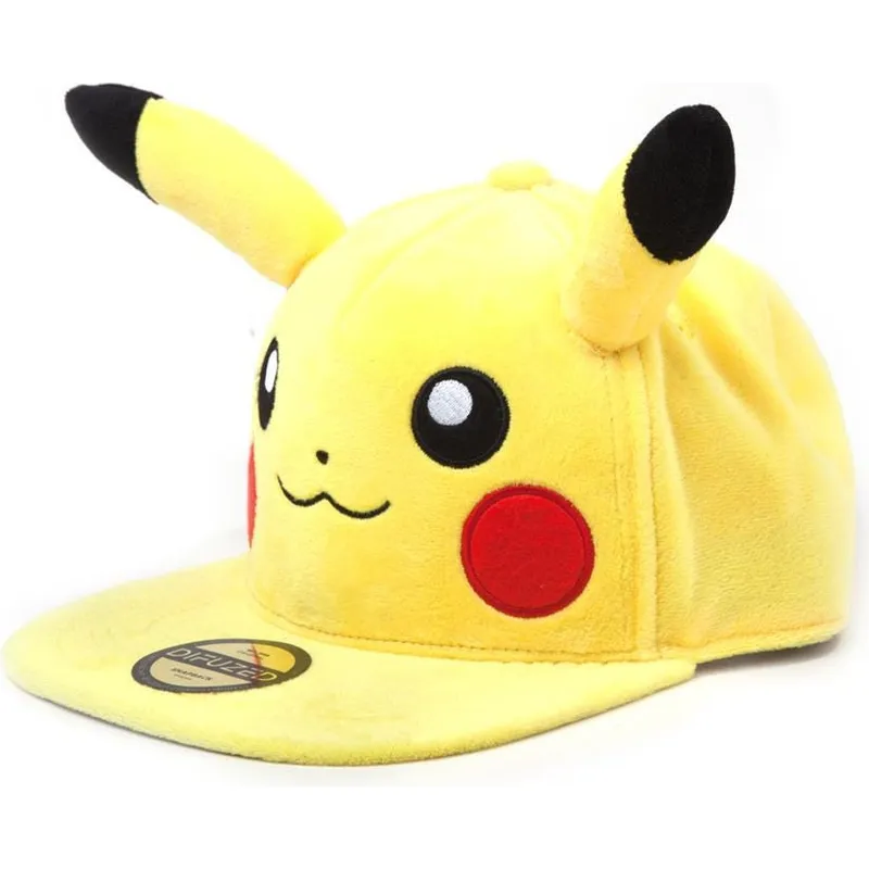 gul-platt-snapback-keps-pikachu-plush-pokemon-fran-difuzed