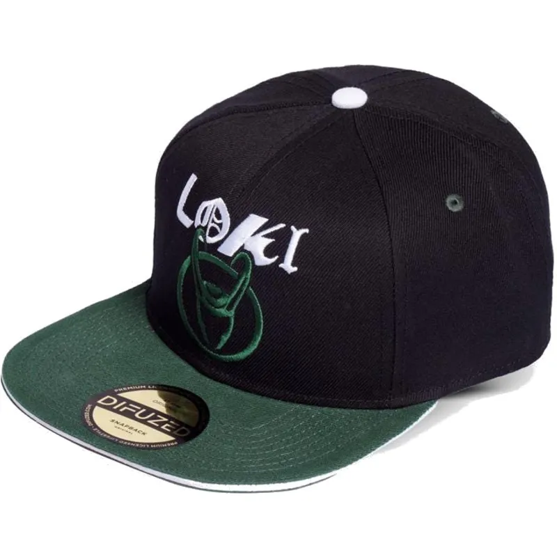 svart-och-gron-platt-snapback-keps-loki-marvel-comics-fran-difuzed