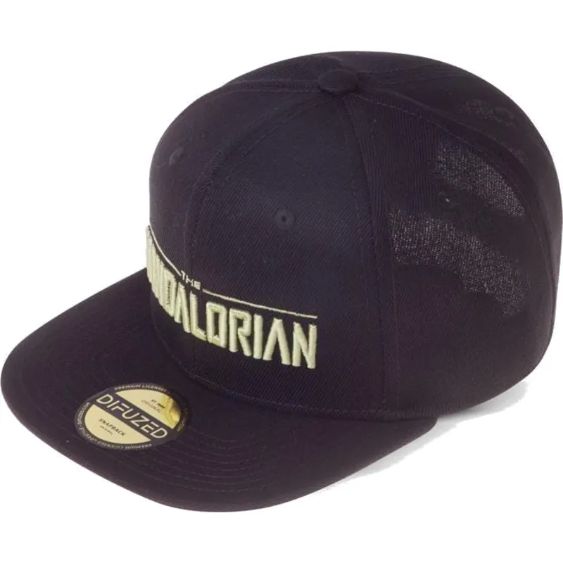 svart-platt-snapback-keps-the-mandalorian-silhouette-star-wars-fran-difuzed