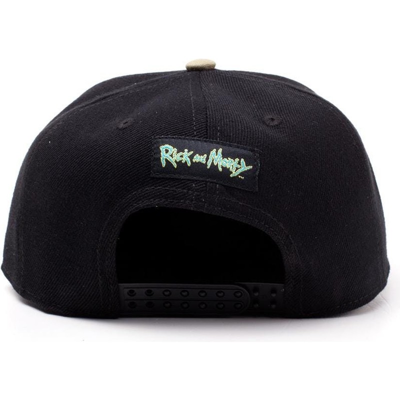 difuzed-flat-brim-krombopulos-michael-rick-and-morty-black-and-brown-snapback-cap