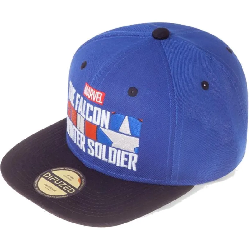 bla-och-svart-platt-snapback-keps-the-falcon-and-the-winter-soldier-logo-marvel-comics-fran-difuzed