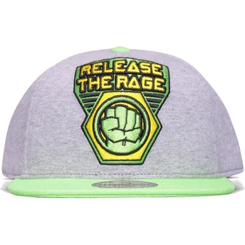 Difuzed Flat Brim Youth Hulk Release The Rage Marvel Comics Grey and Green Snapback Cap